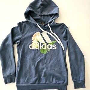 Adidas Rose Logo Hoodie Blue‎ Grey Size Women's Small